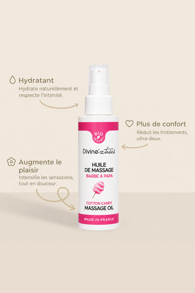 Huile de massage BIO barbe à papa - Divinextases